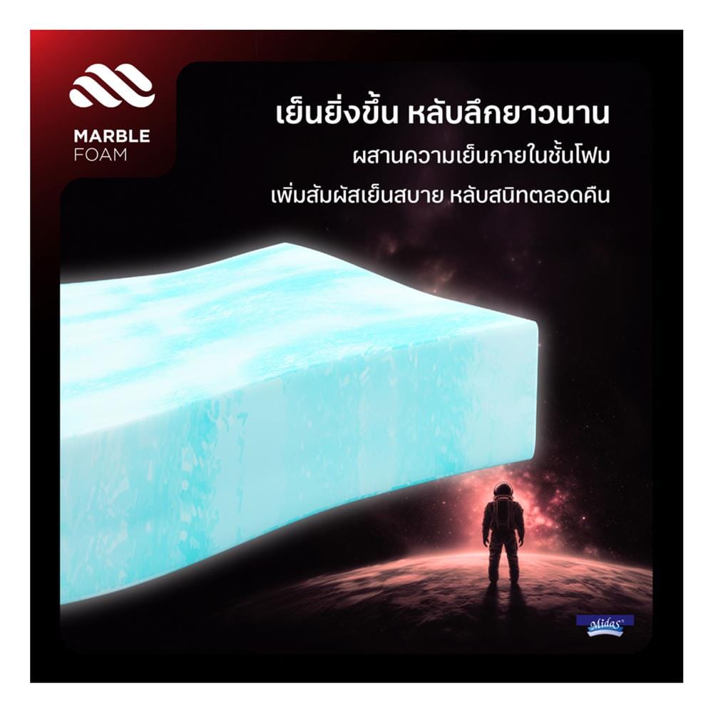 ที่นอนโฟม 5 ฟุต สุญญากาศ MIDAS รุ่น LUMA ULTRA พร้อมหมอนหนุน 2 ใบ