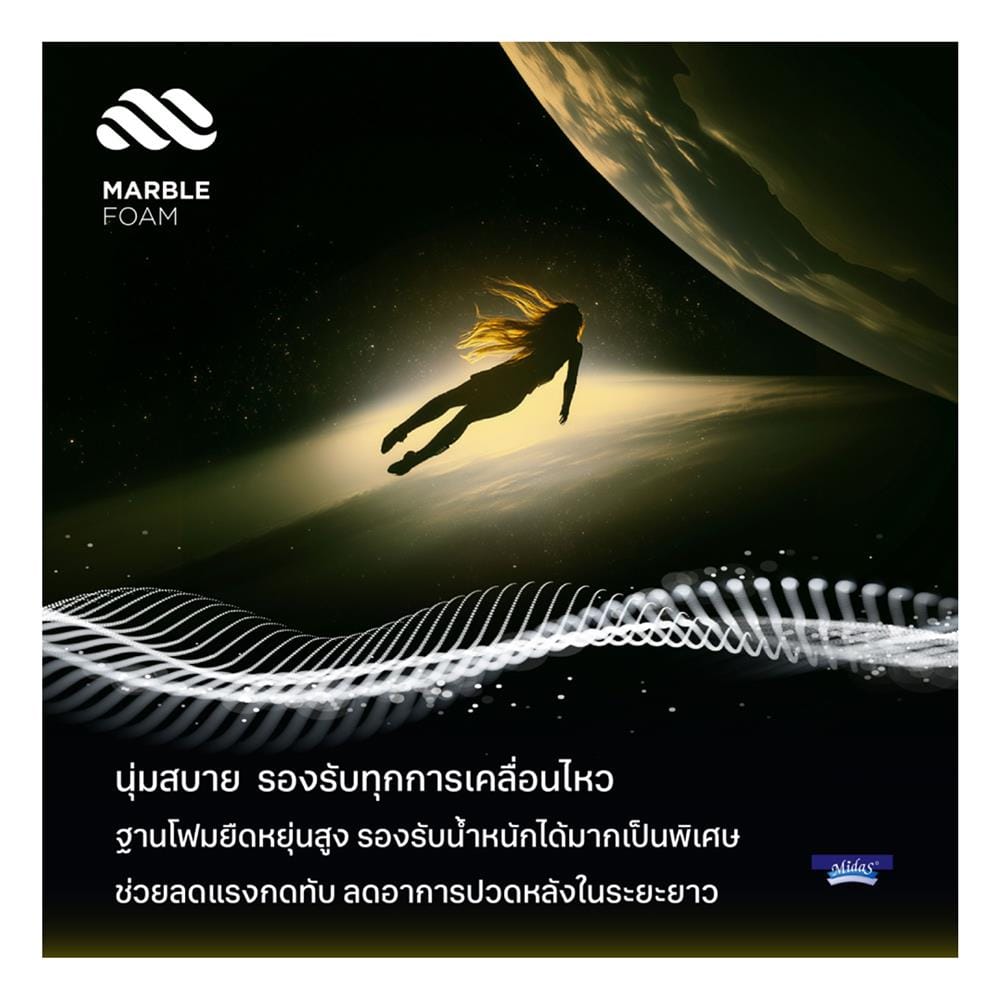ที่นอนโฟม 6 ฟุต สุญญากาศ MIDAS รุ่น LUMA LITE พร้อมหมอนหนุน 2 ใบ