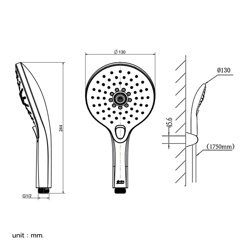 ฝักบัวสายอ่อน 3 ระดับ AMERICAN STANDARD A-6017-BK