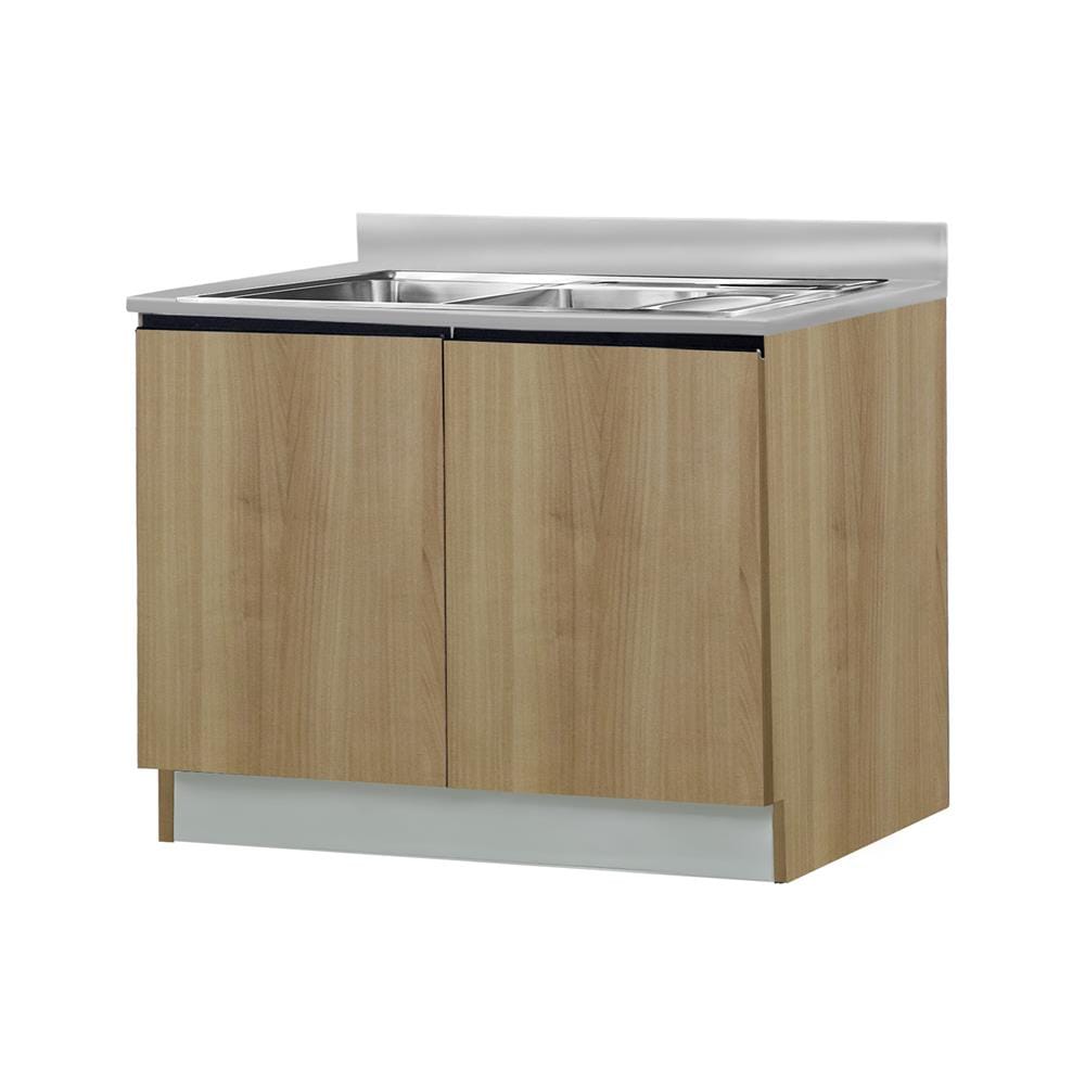 ตู้ตั้งพื้นท็อปซิงค์+ถังขยะ SL SANKI THE KITCHEN PRO 101.5 ซม. สีคาปูชิโน