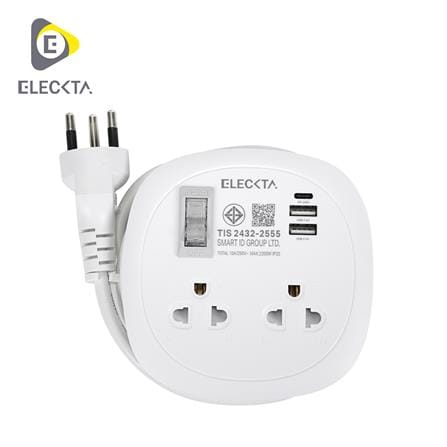 รางปลั๊กไฟพกพา 2 ช่อง 1 สวิตช์ 2 USB-A 1 TYPE-C ELECKTA ET-H9122_0