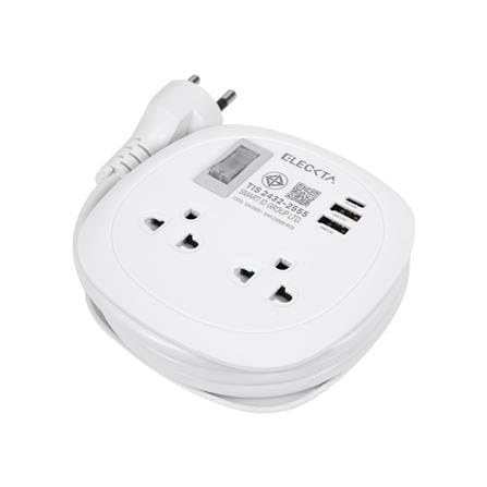 รางปลั๊กไฟพกพา 2 ช่อง 1 สวิตช์ 2 USB-A 1 TYPE-C ELECKTA ET-H9122_1