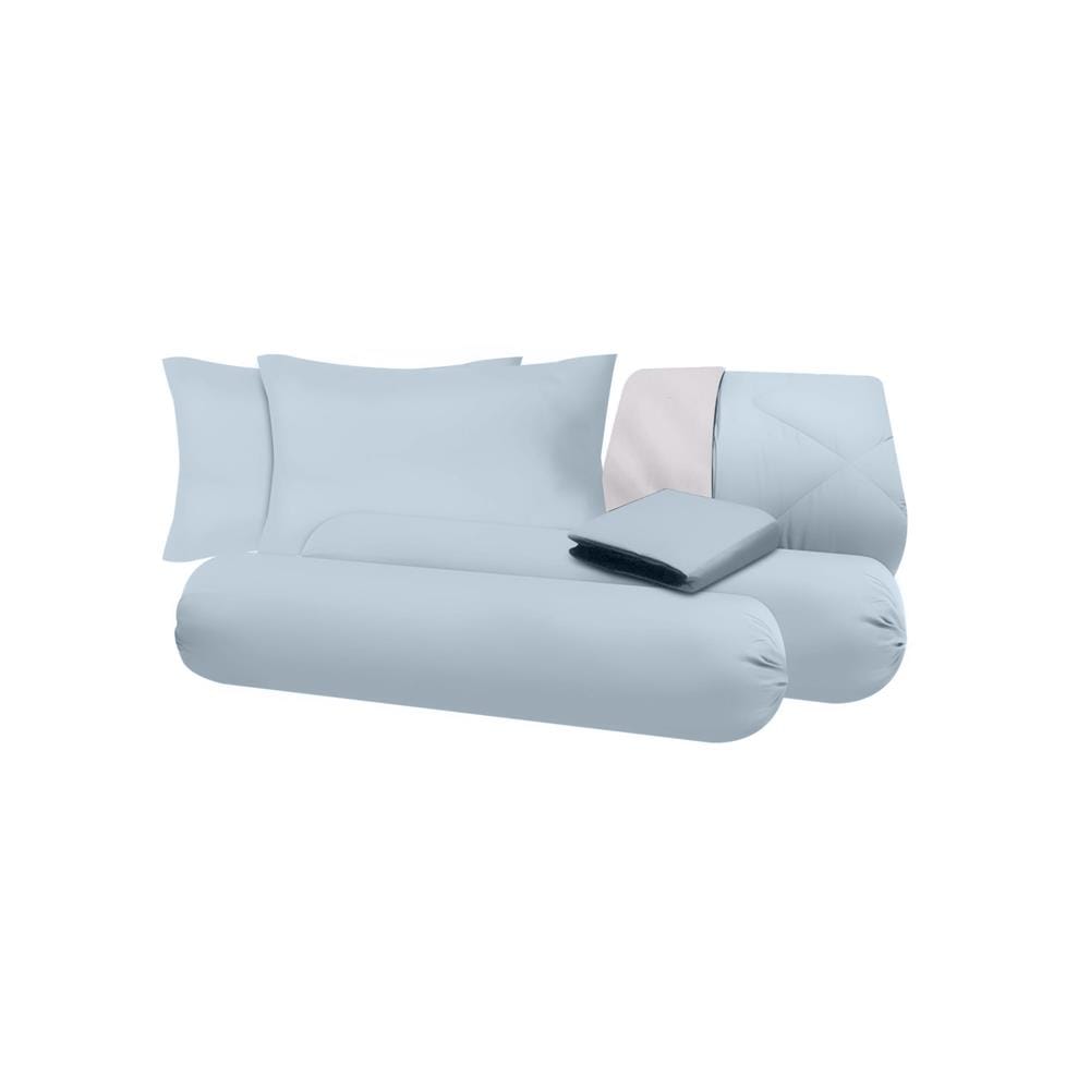 ชุดผ้าปูที่นอน 6 ฟุต (ชุด 6 ชิ้น) SANTA BEDDING สี LIGHT BLUE/LITGT GREY