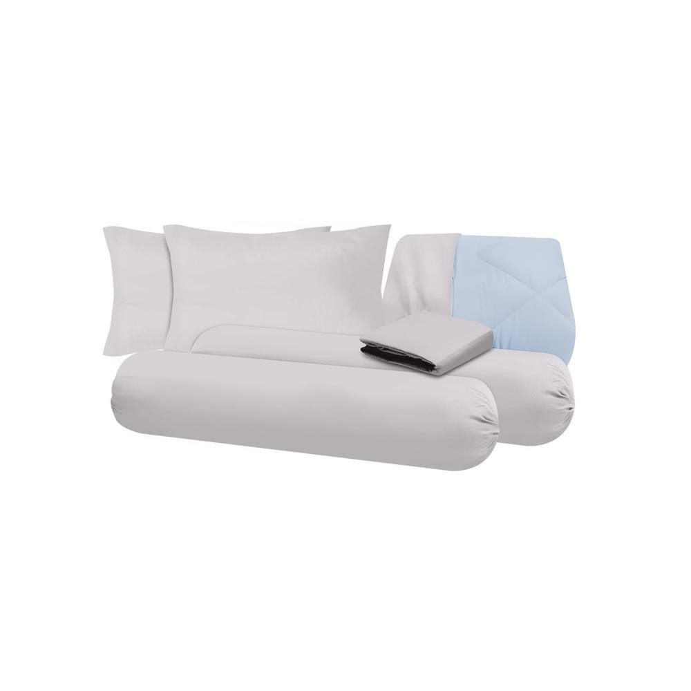 ชุดผ้าปูที่นอน 6 ฟุต (ชุด 6 ชิ้น) SANTA BEDDING สี LIGHT GREY/LIGHT BLUE