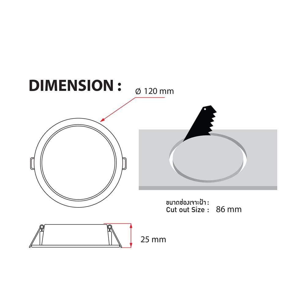 ดาวน์ไลท์ LED RACER QUALITY LUX RECESSED 3 นิ้ว 9 วัตต์ WARM WHITE สีขาว (1 แถม 1)