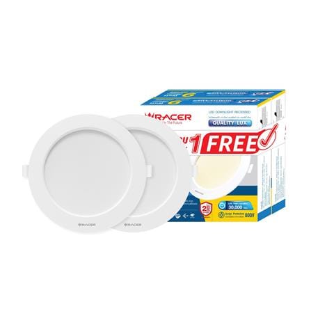 ดาวน์ไลท์ LED RACER QUALITY LUX RECESSED 3 นิ้ว 9 วัตต์ WARM WHITE สีขาว (1 แถม 1)_0