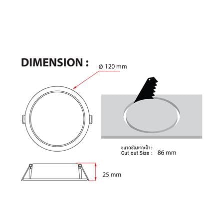 ดาวน์ไลท์ LED RACER QUALITY LUX RECESSED 3 นิ้ว 9 วัตต์ WARM WHITE สีขาว (1 แถม 1)_7