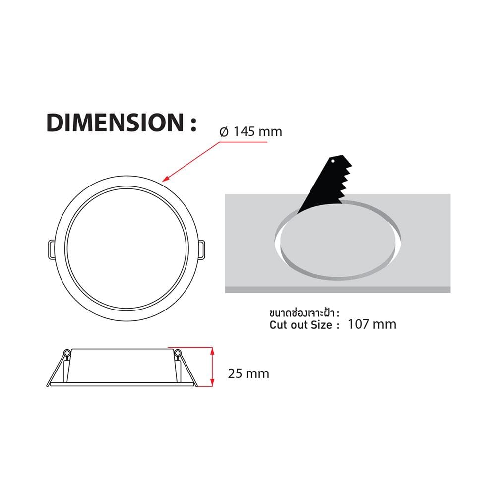 ดาวน์ไลท์ LED RACER QUALITY LUX RECESSED 4 นิ้ว 12 วัตต์ WARM WHITE สีขาว (1 แถม 1)