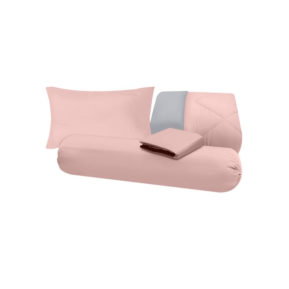 ชุดผ้าปูที่นอน 3.5 ฟุต (ชุด 4 ชิ้น) SANTA BEDDING สี PINK/LIGHT GREY