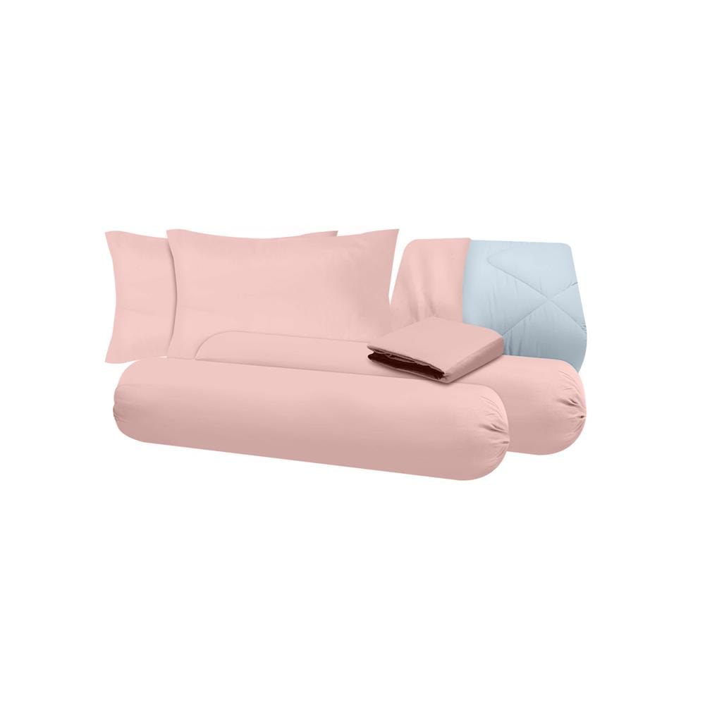 ชุดผ้าปูที่นอน 5 ฟุต (ชุด 6 ชิ้น) SANTA BEDDING สี PINK/LIGHT BLUE
