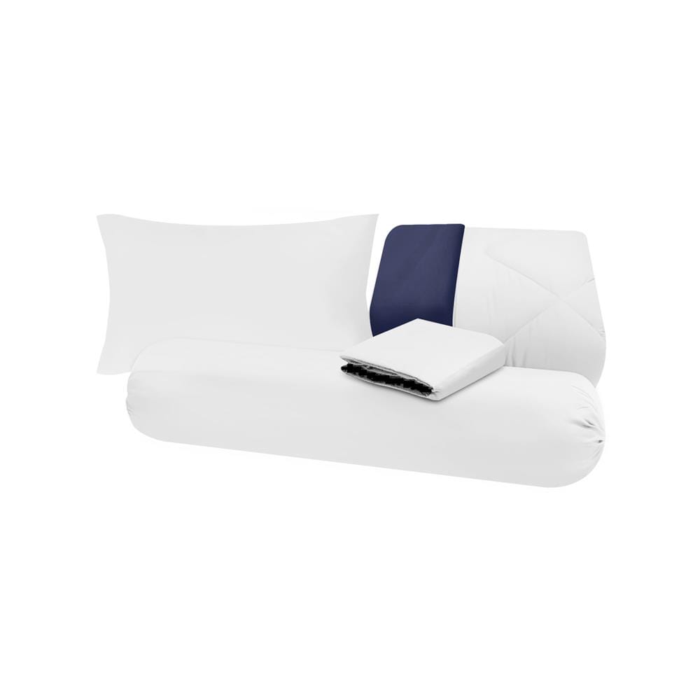 ชุดผ้าปูที่นอน 3.5 ฟุต (ชุด 4 ชิ้น) SANTA BEDDING สี WHITE/NAVY BLUE