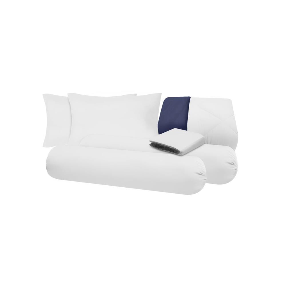 ชุดผ้าปูที่นอน 6 ฟุต (ชุด 6 ชิ้น) SANTA BEDDING สี WHITE/NAVY BLUE