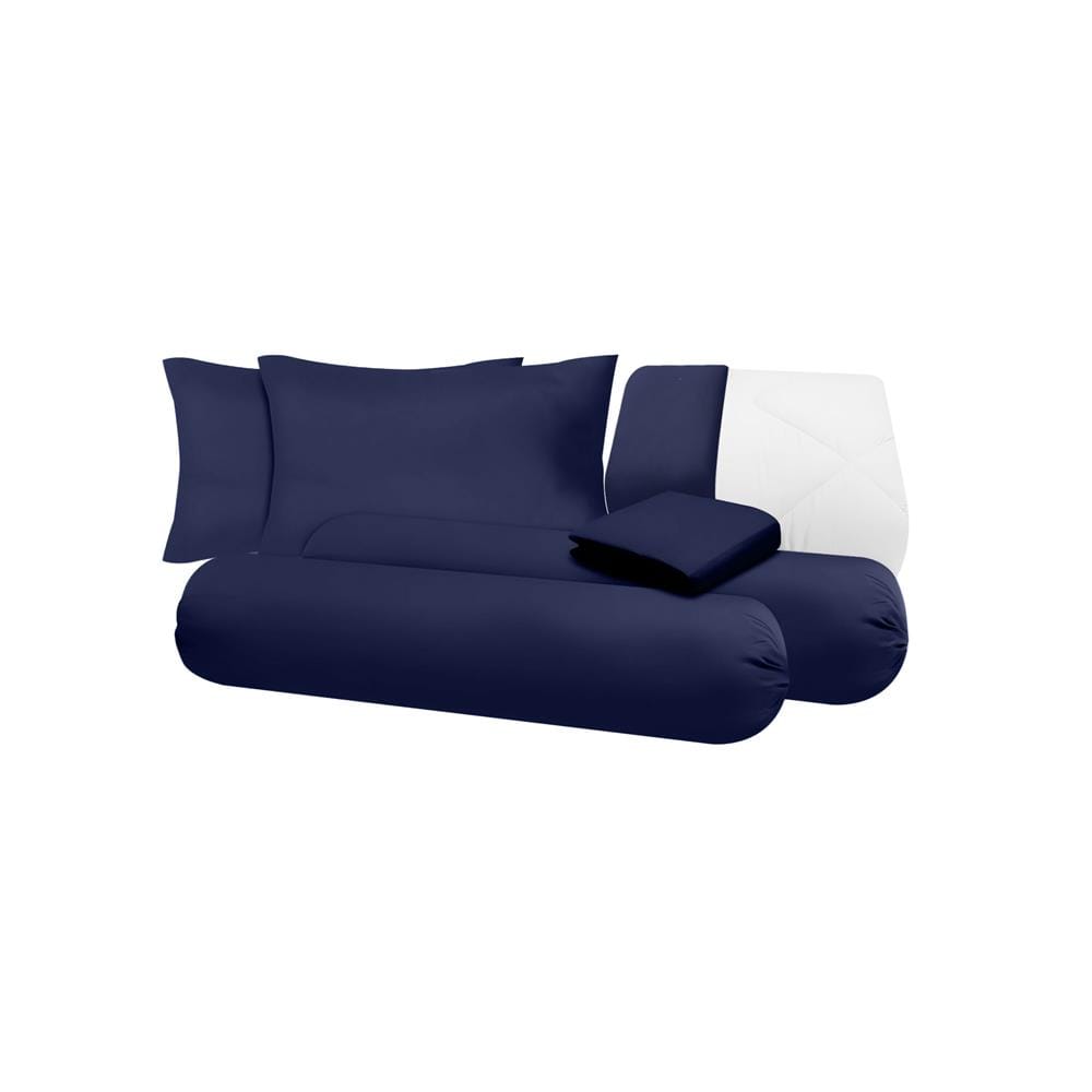 ชุดผ้าปูที่นอน 6 ฟุต (ชุด 6 ชิ้น) SANTA BEDDING สี NAVY BLUE/WHITE