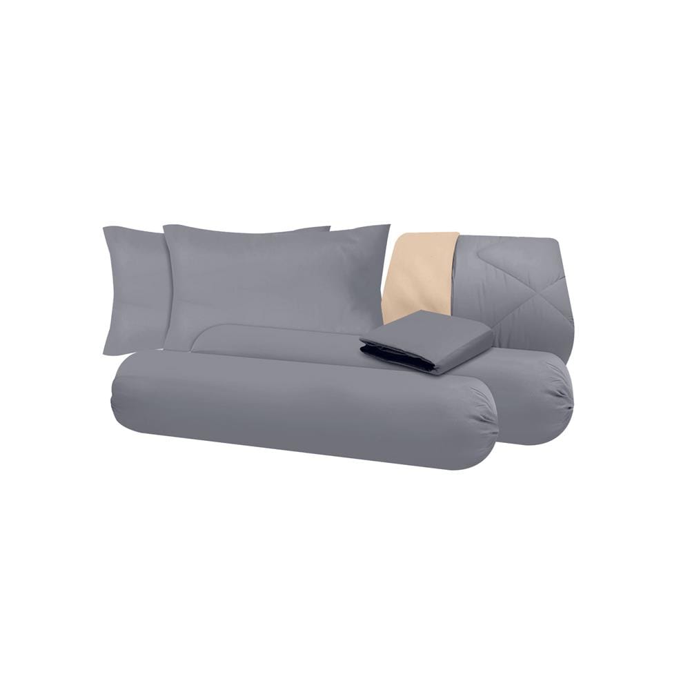 ชุดผ้าปูที่นอน 5 ฟุต (ชุด 6 ชิ้น) SANTA BEDDING สี GREY/BROWN