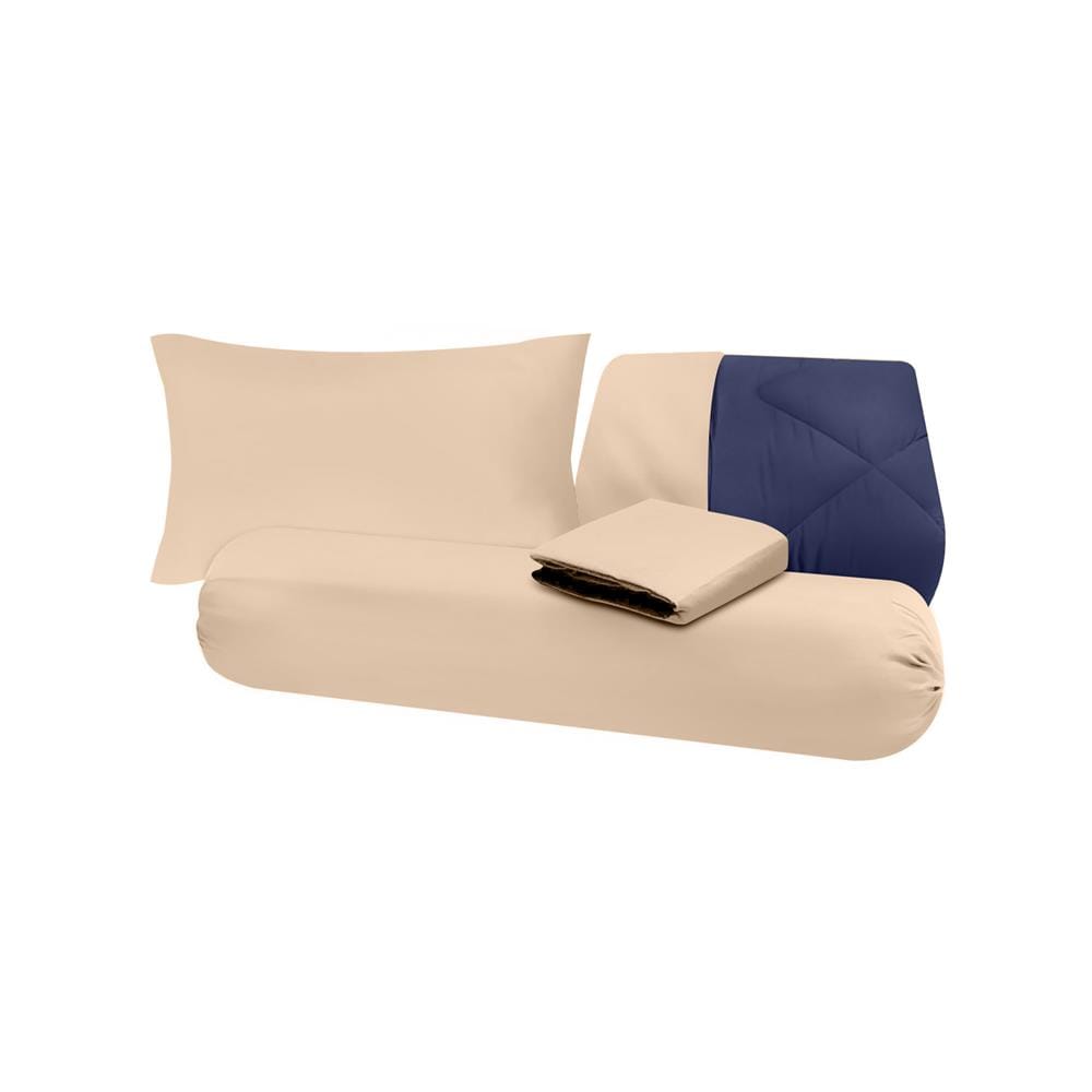 ชุดผ้าปูที่นอน 3.5 ฟุต (ชุด 4 ชิ้น) SANTA BEDDING สี BROWN/NAVY BLUE