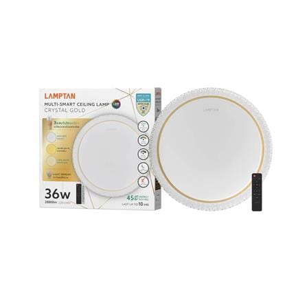 ไฟเพดาน LED LAMPTAN CRYSTAL GOLD 15 นิ้ว 36 วัตต์ DAYLIGHT/COOL WHITE/WARM WHITE สีขาว_3