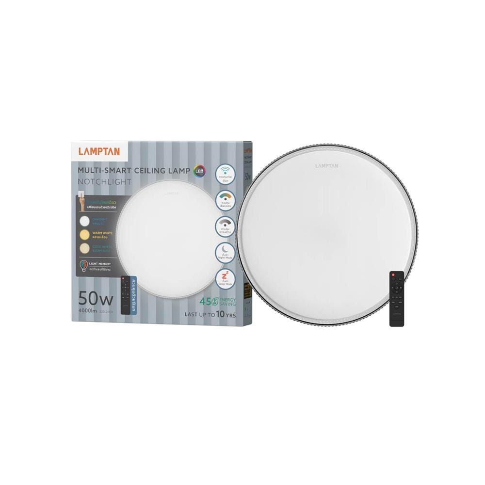 ไฟเพดาน LED LAMPTAN NOTCHLIGHT 19 นิ้ว 50 วัตต์ DAYLIGHT/COOL WHITE/WARM WHITE สีขาว