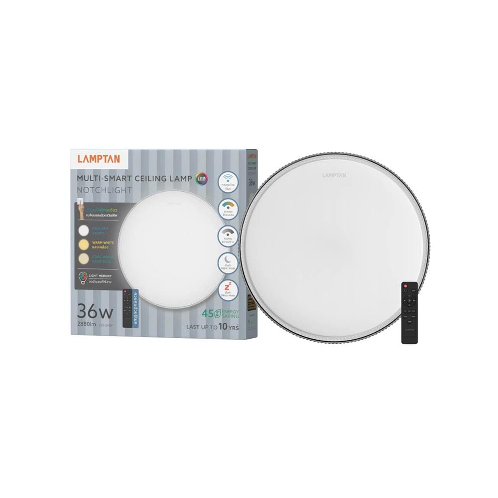 ไฟเพดาน LED LAMPTAN NOTCHLIGHT 15 นิ้ว 36 วัตต์ DAYLIGHT/COOL WHITE/WARM WHITE สีขาว