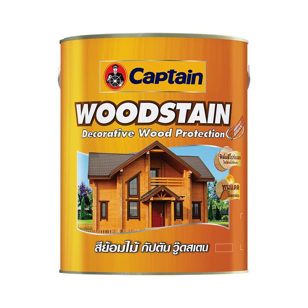 สีย้อมไม้ ชนิดเงา CAPTAIN WOODSTAIN CW10N สีไม้มะค่า 1 แกลลอน