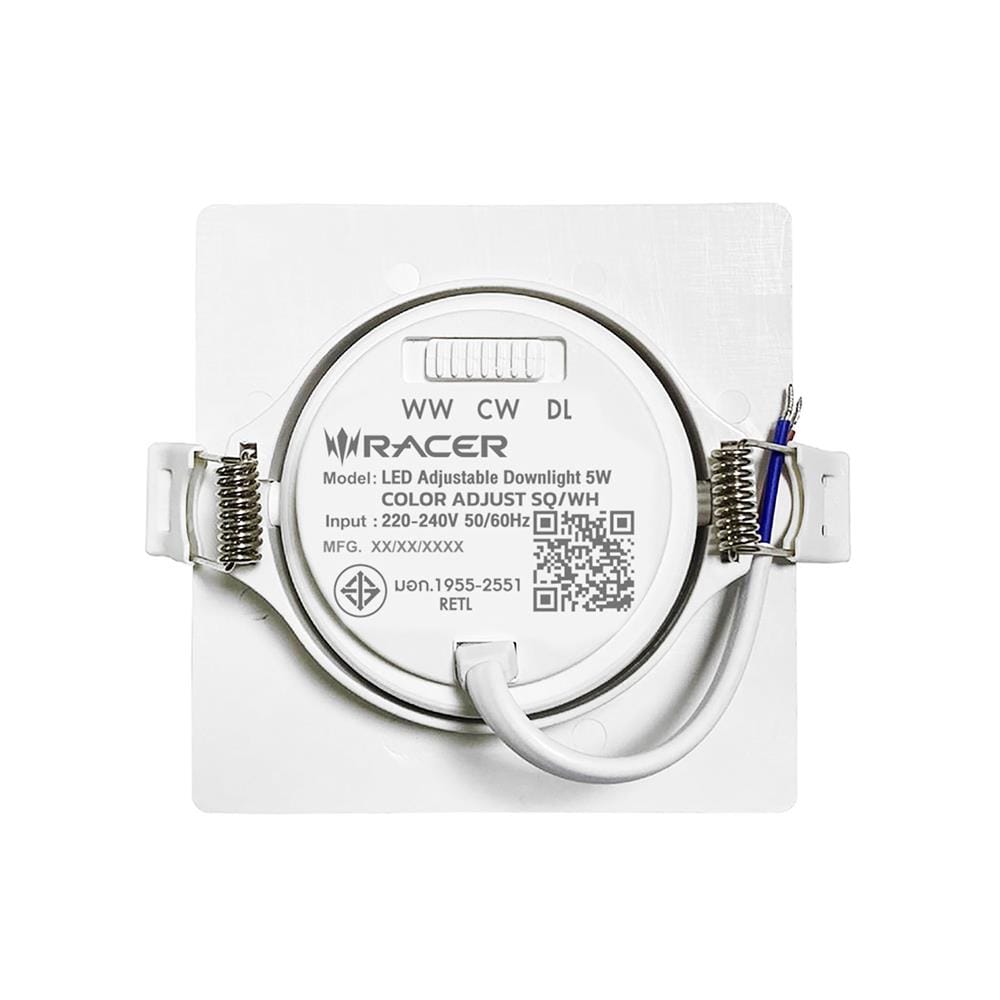 ดาวน์ไลท์ LED RACER HG ADJUST 3 นิ้ว 5 วัตต์ DAYLIGHT/COOL WHITE/WARM WHITE สีขาว