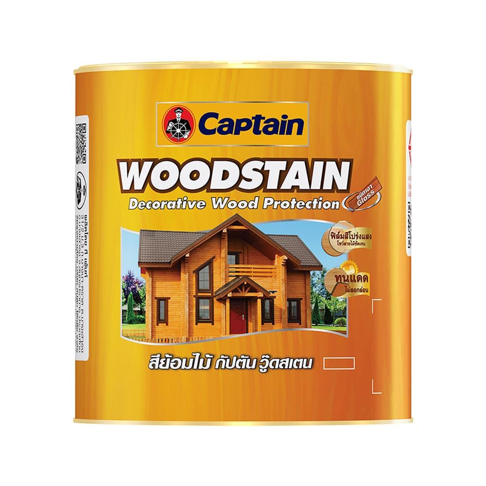 สีย้อมไม้ ชนิดเงา CAPTAIN WOODSTAIN CW05N สีไม้สัก 1/4 แกลลอน