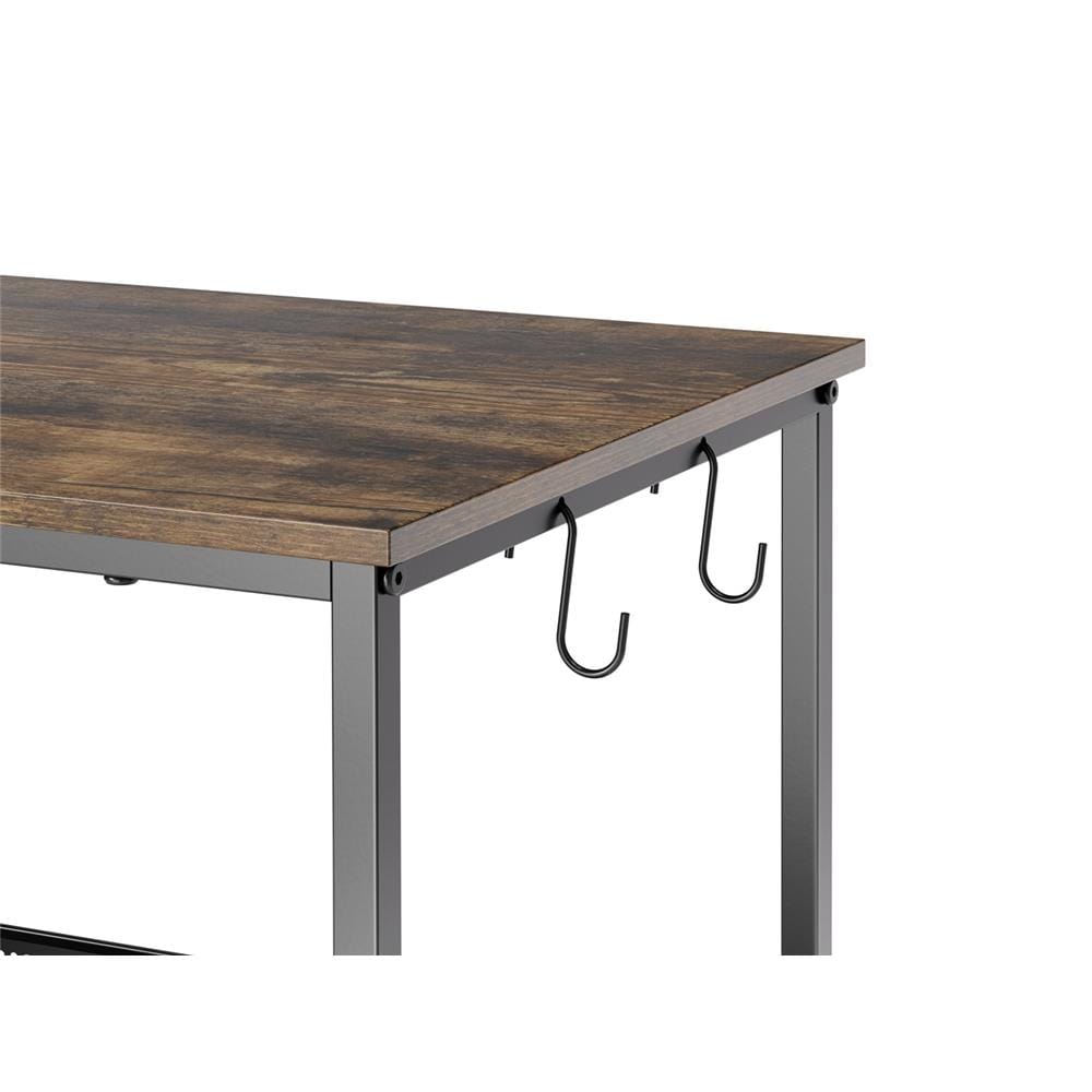 ชั้นวางของเหล็ก 3 ชั้น พร้อม TOP ไม้ มีล้อ STACKO RUSTIC 80x40x81.2 ซม. สีดำ
