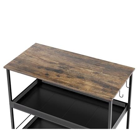 ชั้นวางของเหล็ก 3 ชั้น พร้อม TOP ไม้ มีล้อ STACKO RUSTIC 80x40x81.2 ซม. สีดำ_2
