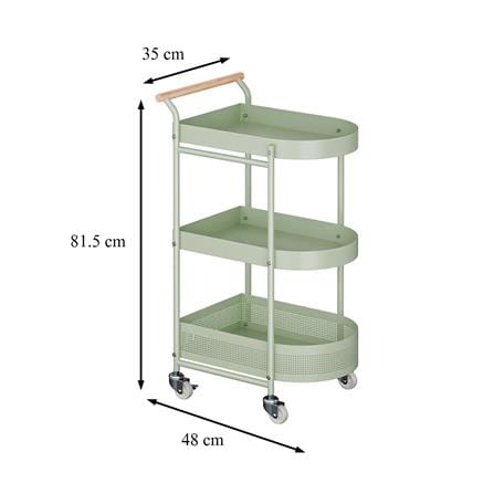 ชั้นวางของ 3 ชั้น มีล้อ STACKO DORU 48x35x81.5 ซม. สีเขียว_7