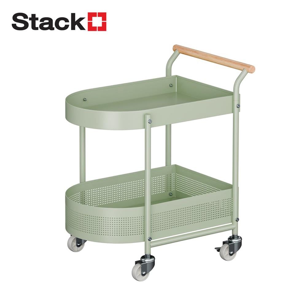 ชั้นวางของ 2 ชั้น มีล้อ STACKO DORU 48x35x55 ซม. สีเขียว