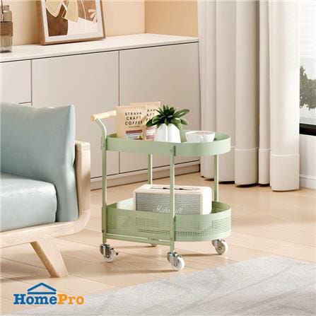 ชั้นวางของ 2 ชั้น มีล้อ STACKO DORU 48x35x55 ซม. สีเขียว_5
