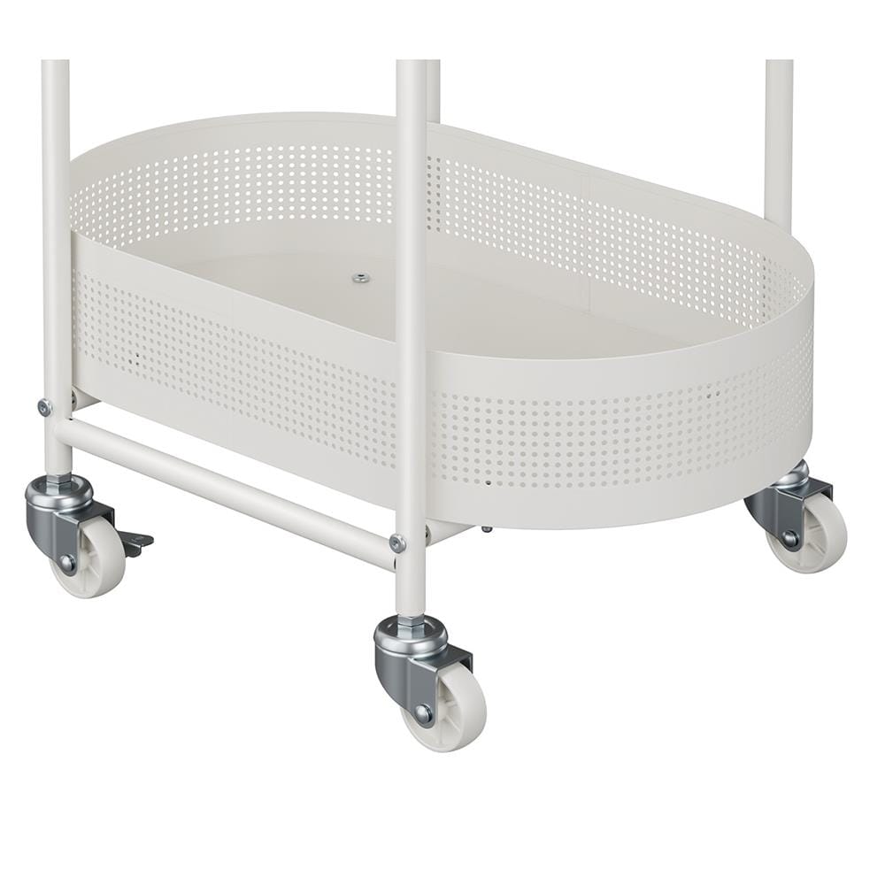 ชั้นวางของ 3 ชั้น พร้อม TOP ไม้ มีล้อ STACKO BOWA 49.5x32.6x80 ซม. สีขาว