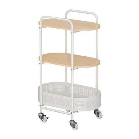 ชั้นวางของ 3 ชั้น พร้อม TOP ไม้ มีล้อ STACKO BOWA 49.5x32.6x80 ซม. สีขาว_0