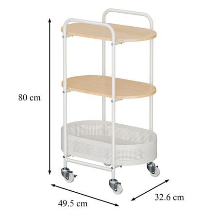 ชั้นวางของ 3 ชั้น พร้อม TOP ไม้ มีล้อ STACKO BOWA 49.5x32.6x80 ซม. สีขาว_7