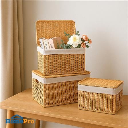ตะกร้าผ้าเหลี่ยมเตี้ยมีฝา PLIM MODI SIZE L สีน้ำตาล_3
