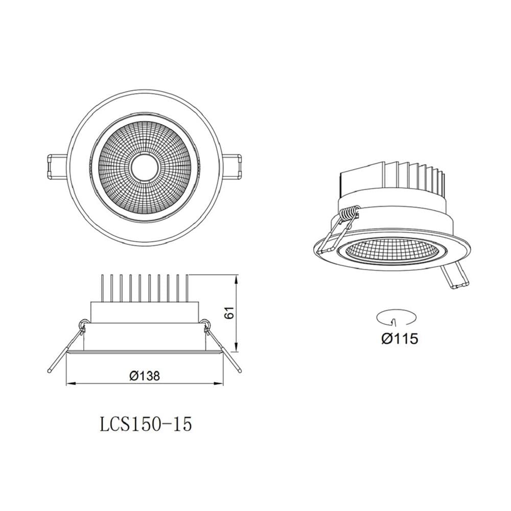 ดาวน์ไลท์ LED CARINI LCS0150-15 5 นิ้ว 15 วัตต์ COOL WHITE สีขาว