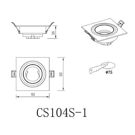 ดาวน์ไลท์ CARINI CS104S-1 3.6 นิ้ว สีขาว เหลี่ยม_4