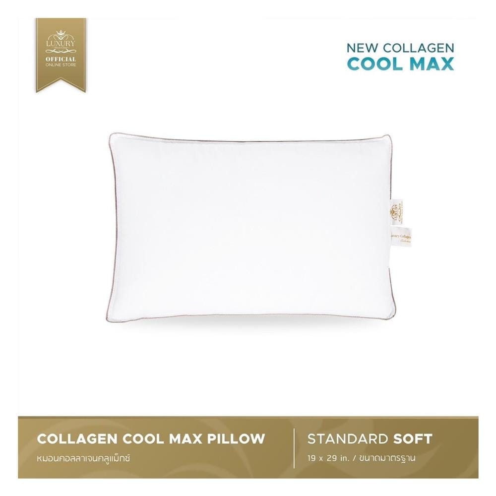 หมอนหนุน ไมโครไฟเบอร์ LUXURY PILLOW COLLAGEN COOLMAX SOFT 19x29 นิ้ว สีขาว