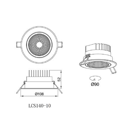 ดาวน์ไลท์ LED CARINI LCS0140-10 4 นิ้ว 10 วัตต์ COOL WHITE สีขาว_5
