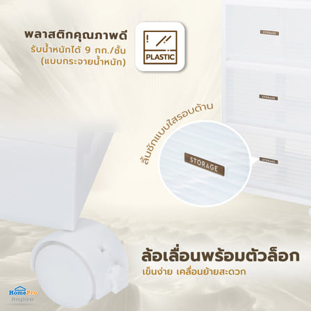 ชั้นลิ้นชัก 3 ชั้น STACKO AUGA 41x40x81.6 ซม. สีขาว_7