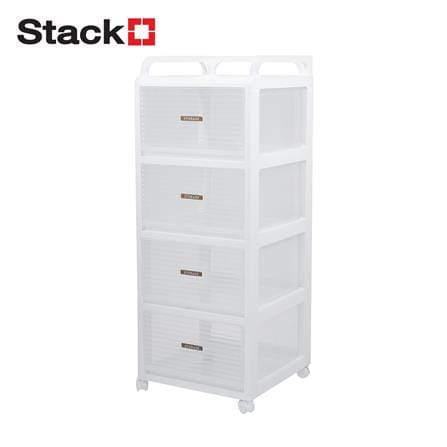 ชั้นลิ้นชัก 4 ชั้น STACKO AUGA 41x40x104.3 ซม. สีขาว_0
