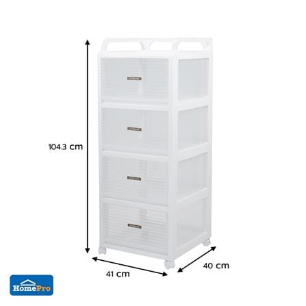 ชั้นลิ้นชัก 4 ชั้น STACKO AUGA 41x40x104.3 ซม. สีขาว_9