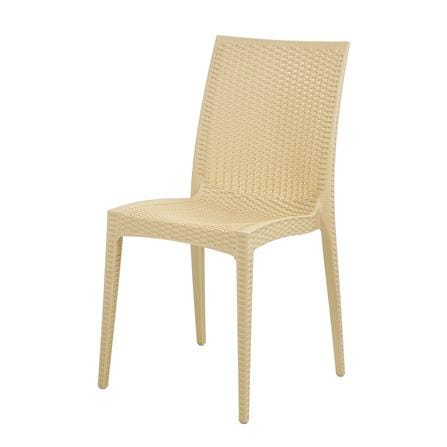 เก้าอี้พลาสติก SPRING RATTAN ลายหวาย สีเบจ_0