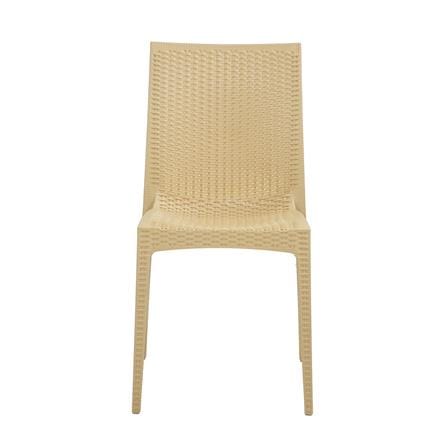 เก้าอี้พลาสติก SPRING RATTAN ลายหวาย สีเบจ_1