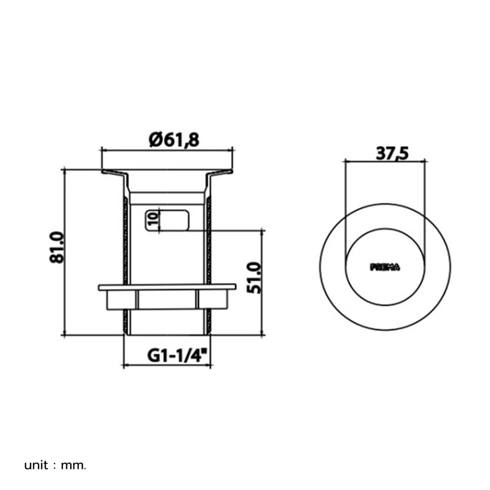 สะดืออ่างล้างหน้าแบบกด PREMA PM412(HM)
