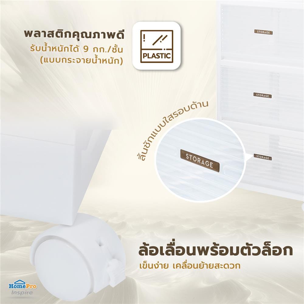ชั้นลิ้นชัก 5 ชั้น STACKO AUGA 41x40x127 ซม. สีขาว