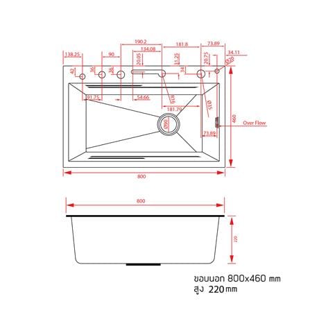 ซิงค์ฝัง 1 หลุม S-FLO NL0057 8046 SM01S-W สีขาว_4