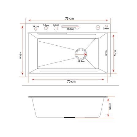 ซิงค์ฝัง 1 หลุม S-FLO NL0005 7546 SM01-B สีดำ_5