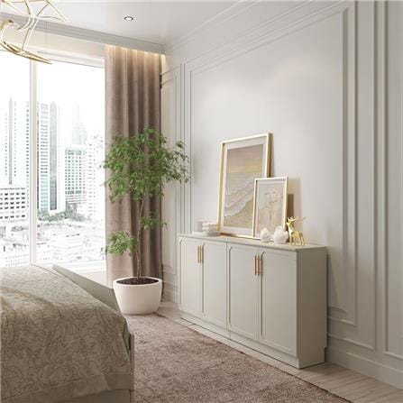 ตู้เตี้ยบานเปิด SB FURNITURE QUINN 19240064 80 ซม. สีเทา_4