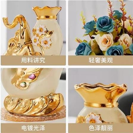 แจกันตกแต่งพร้อมกุหลาบสีฟ้า INTERY CT209E041_09 สีขาว/ฟ้า/ทอง_2