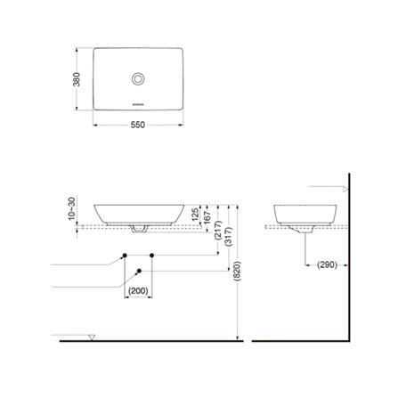 อ่างล้างหน้าวางบนเคาน์เตอร์ TOTO LW1735-MBL สีดำ_2